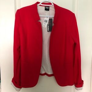 POINT ZERO Red Collarless Cotton Blazer NWT Size M